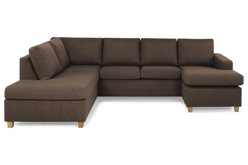 Crazy 4-sits Vänstervänd U-formad Large Soffa med Divan och Schäslong i Tyg - Brun (Art.nr 155599) — Brun