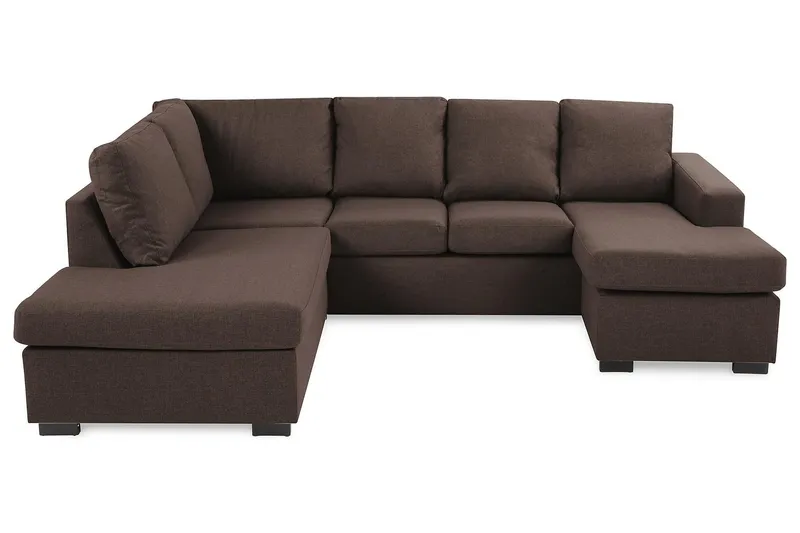 Crazy 4-sits Vänstervänd U-formad Large Soffa med Divan och Schäslong i Tyg - Brun (Art.nr 1791378) — Brun
