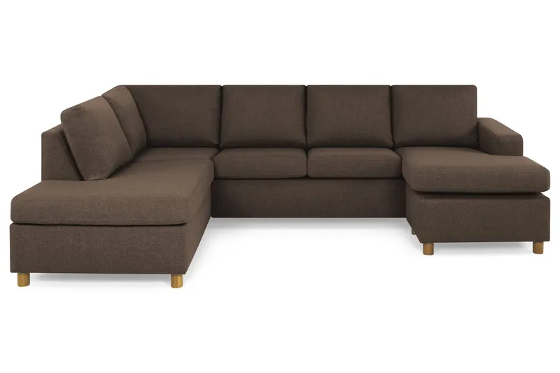 Crazy 4-sits Vänstervänd U-formad Large Soffa med Divan och Schäslong i Tyg - Brun (Art.nr 139137) — Brun
