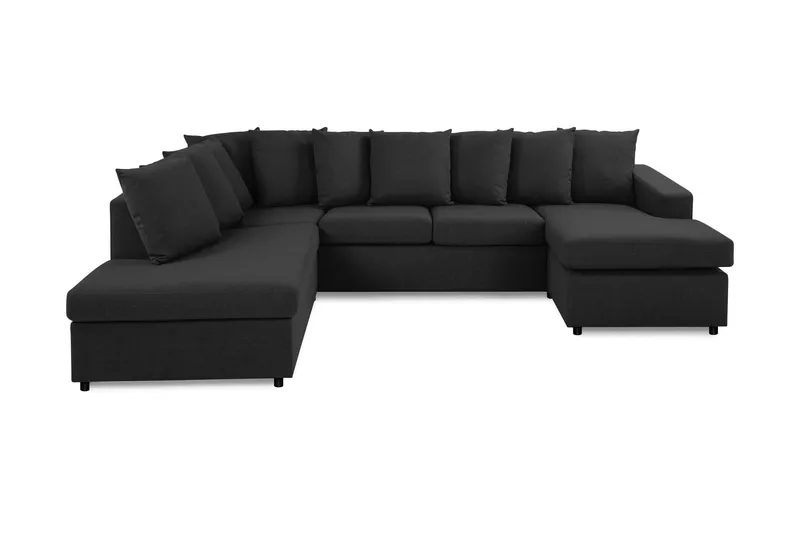 Crazy 4-sits Vänstervänd U-formad Large Soffa med Divan och Schäslong i Tyg inkl Kuvertkuddar - Antracit — Basic Home