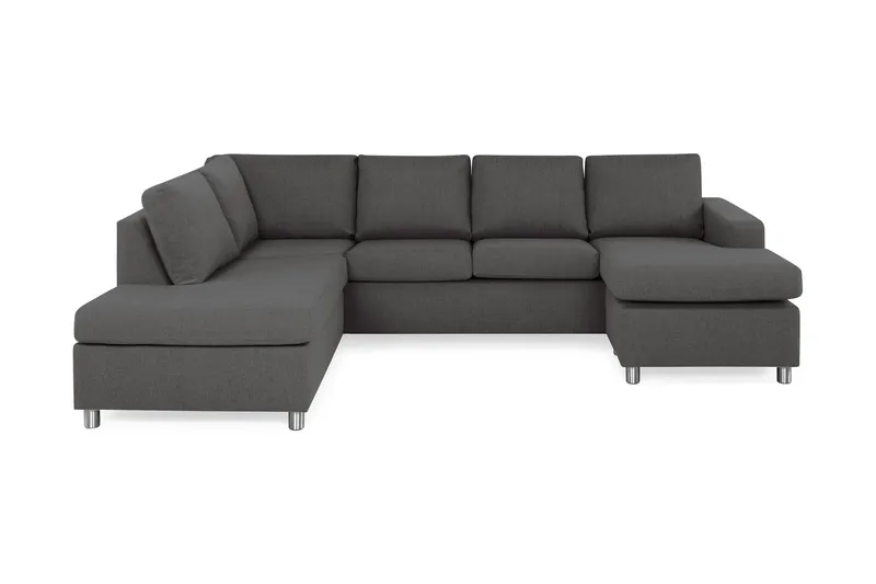 Crazy 4-sits Vänstervänd U-formad Large Soffa med Divan och Schäslong i Tyg - Mörkgrå (Art.nr 139400) — Mörkgrå