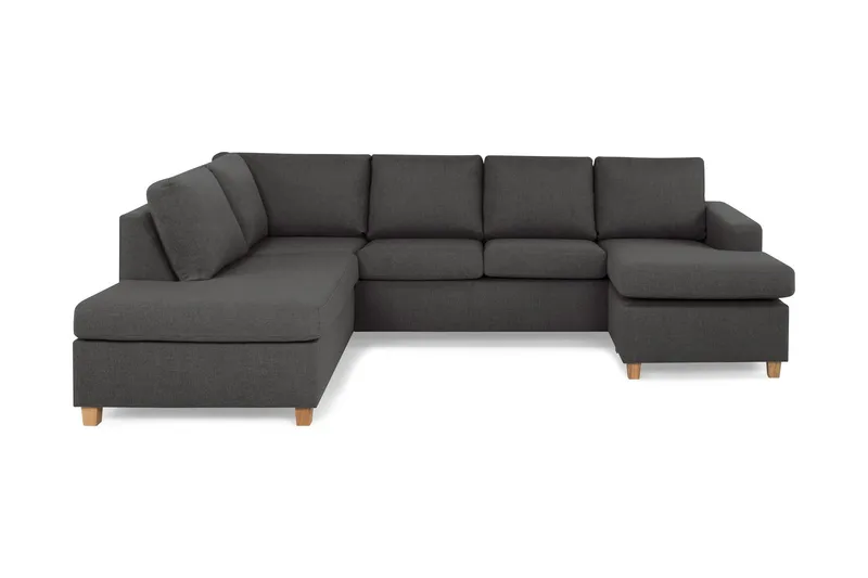 Crazy 4-sits Vänstervänd U-formad Large Soffa med Divan och Schäslong i Tyg - Mörkgrå (Art.nr 155784) — Mörkgrå