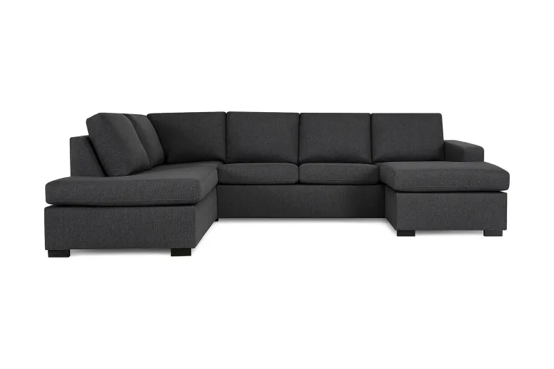 Crazy 4-sits Vänstervänd U-formad Large Soffa med Divan och Schäslong i Tyg - Mörkgrå (Art.nr 1792063) — Mörkgrå