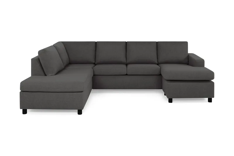 Crazy 4-sits Vänstervänd U-formad Large Soffa med Divan och Schäslong i Tyg - Mörkgrå (Art.nr 138956) — Mörkgrå