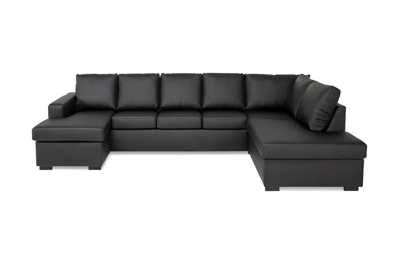 Crazy 5-sits Högervänd U-formad X-Large Soffa med Divan och Schäslong i Konstläder - Svart (Art.nr 1792183) — Svart