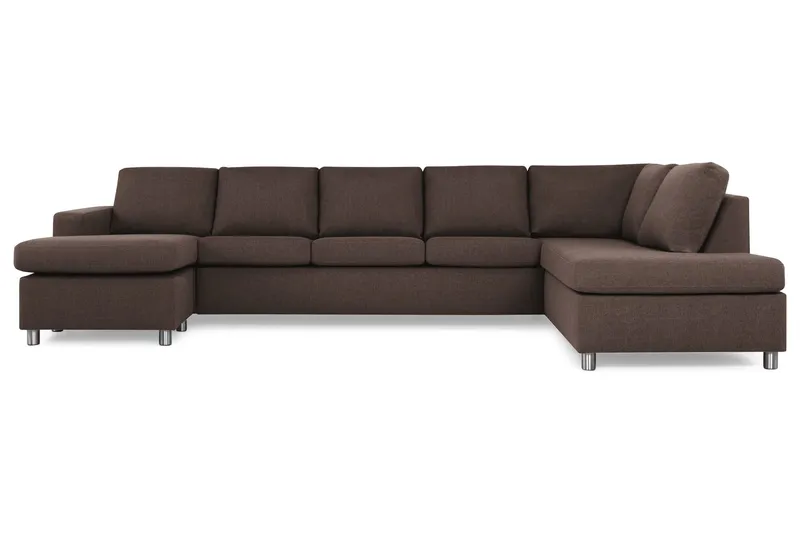 Crazy 5-sits Högervänd U-formad X-Large Soffa med Divan och Schäslong i Tyg - Brun (Art.nr 139276) — Brun