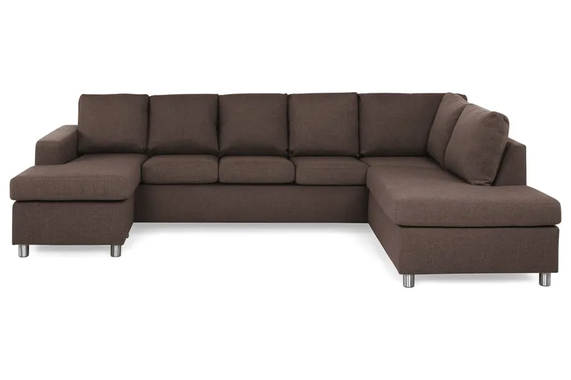 Crazy 5-sits Högervänd U-formad X-Large Soffa med Divan och Schäslong i Tyg - Brun (Art.nr 139372) — Brun