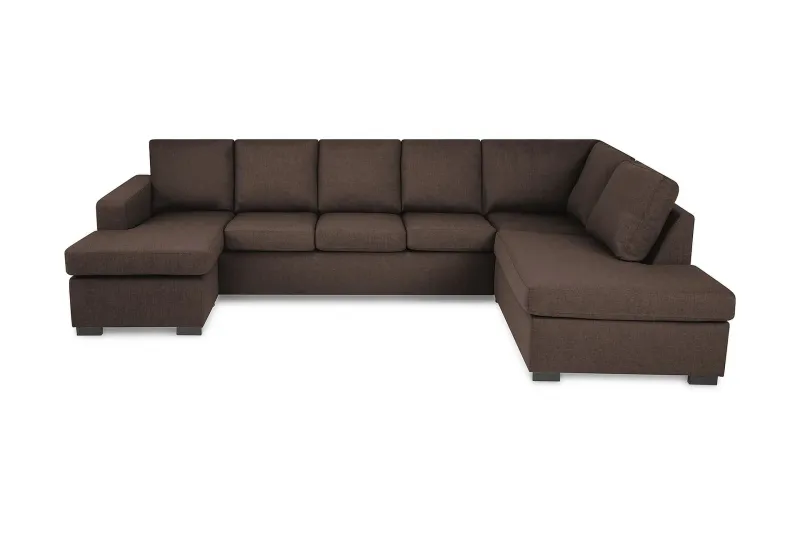 Crazy 5-sits Högervänd U-formad X-Large Soffa med Divan och Schäslong i Tyg - Brun (Art.nr 1792184) — Brun