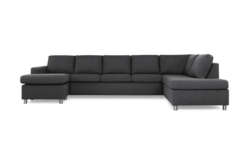 Crazy 5-sits Högervänd U-formad X-Large Soffa med Divan och Schäslong i Tyg - Mörkgrå (Art.nr 139496) — Mörkgrå