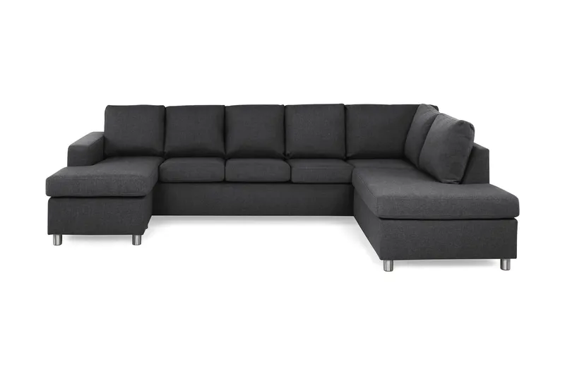 Crazy 5-sits Högervänd U-formad X-Large Soffa med Divan och Schäslong i Tyg - Mörkgrå (Art.nr 139592) — Mörkgrå