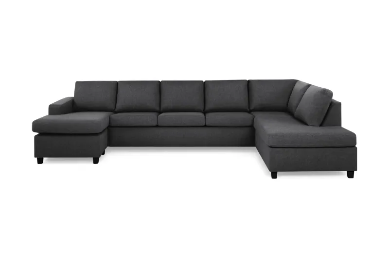 Crazy 5-sits Högervänd U-formad X-Large Soffa med Divan och Schäslong i Tyg - Mörkgrå (Art.nr 155793) — Mörkgrå