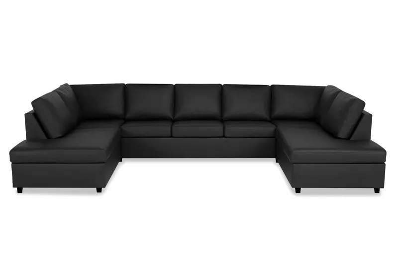 Crazy 5-sits U-formad Soffa med dubbelschäslong i Konstläder - Svart (Art.nr 155811) — Svart