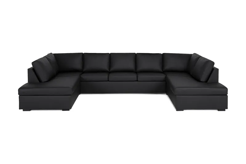 Crazy 5-sits U-formad Soffa med dubbelschäslong i Konstläder - Svart (Art.nr 1791204) — Svart