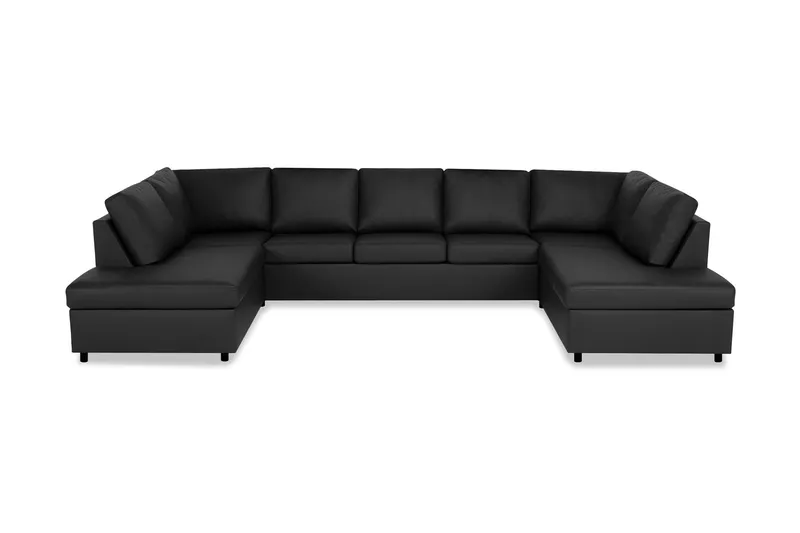 Crazy 5-sits U-formad Soffa med dubbelschäslong i Konstläder - Svart (Art.nr 138934) — Svart
