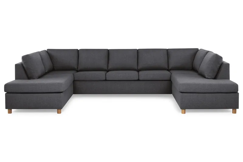 Crazy 5-sits U-formad Soffa med dubbelschäslong i Tyg - Mörkgrå (Art.nr 139153) — Mörkgrå