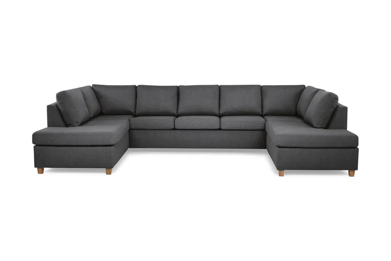 Crazy 5-sits U-formad Soffa med dubbelschäslong i Tyg - Mörkgrå (Art.nr 155746) — Mörkgrå