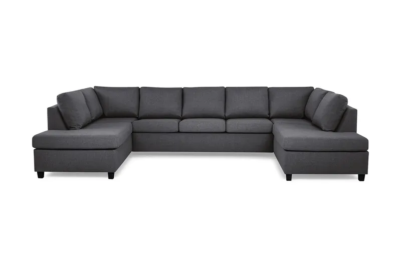 Crazy 5-sits U-formad Soffa med dubbelschäslong i Tyg - Mörkgrå (Art.nr 155747) — Mörkgrå