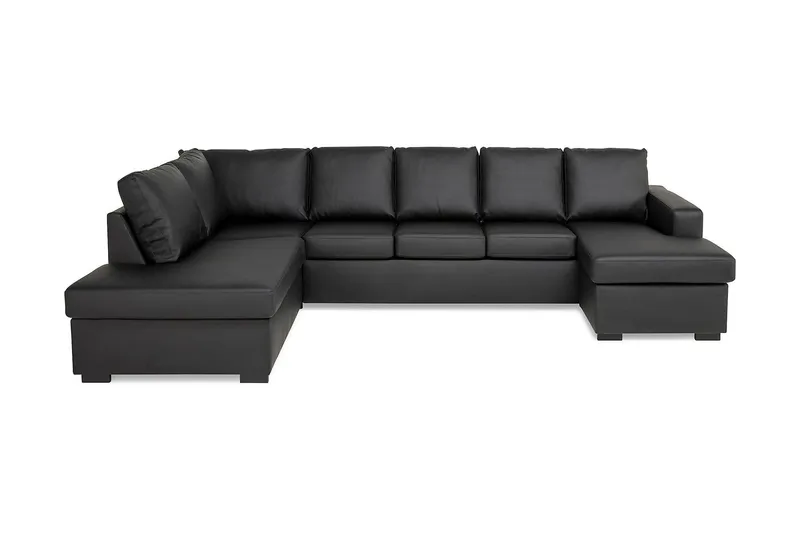 Crazy 5-sits Vänstervänd U-formad Soffa med Divan och Schäslong i Konstläder - Svart — Svart