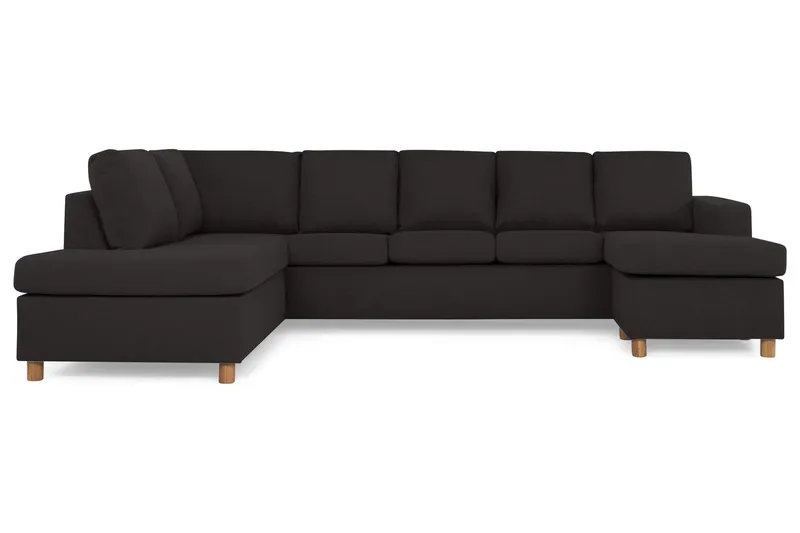 Crazy 5-sits Vänstervänd U-formad Soffa med Divan och Schäslong i Tyg - Antracit (Art.nr 139362) — Basic Home