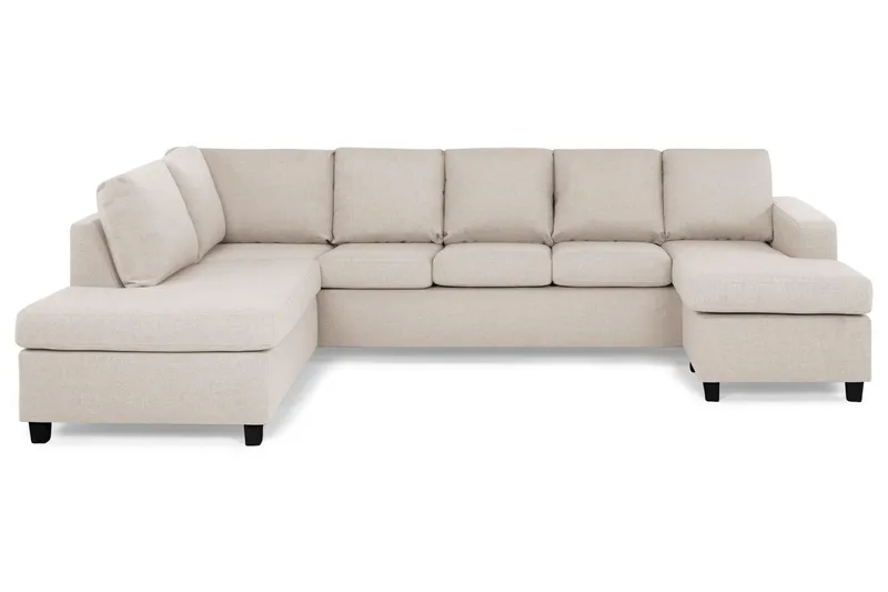 Crazy 5-sits Vänstervänd U-formad Soffa med Divan och Schäslong i Tyg - Beige (Art.nr 155548) — Basic Home