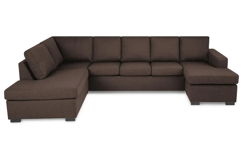 Crazy 5-sits Vänstervänd U-formad Soffa med Divan och Schäslong i Tyg - Brun (Art.nr 1792199) — Brun