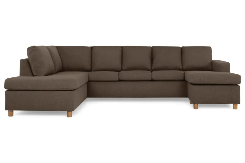 Crazy 5-sits Vänstervänd U-formad Soffa med Divan och Schäslong i Tyg - Brun (Art.nr 139144) — Brun