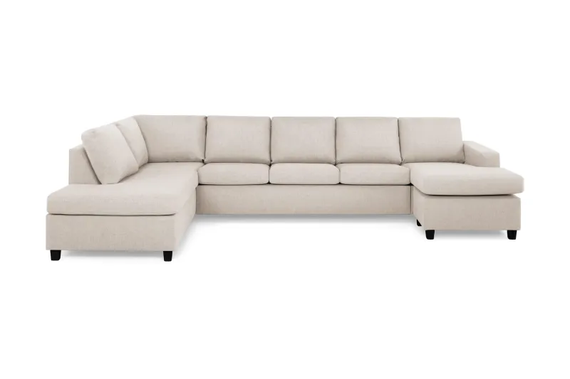 Crazy 5-sits Vänstervänd U-formad X-Large Soffa med Divan och Schäslong i Tyg - Beige (Art.nr 155552) — Basic Home