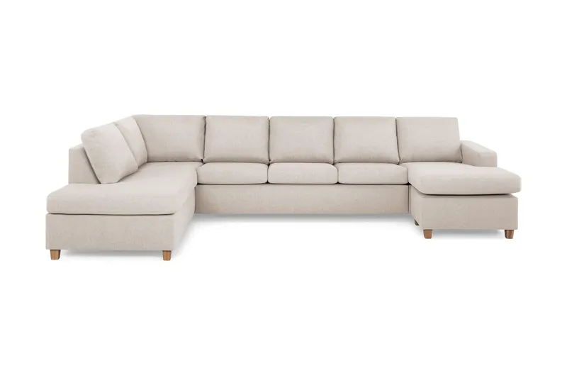 Crazy 5-sits Vänstervänd U-formad X-Large Soffa med Divan och Schäslong i Tyg - Beige (Art.nr 155553) — Basic Home