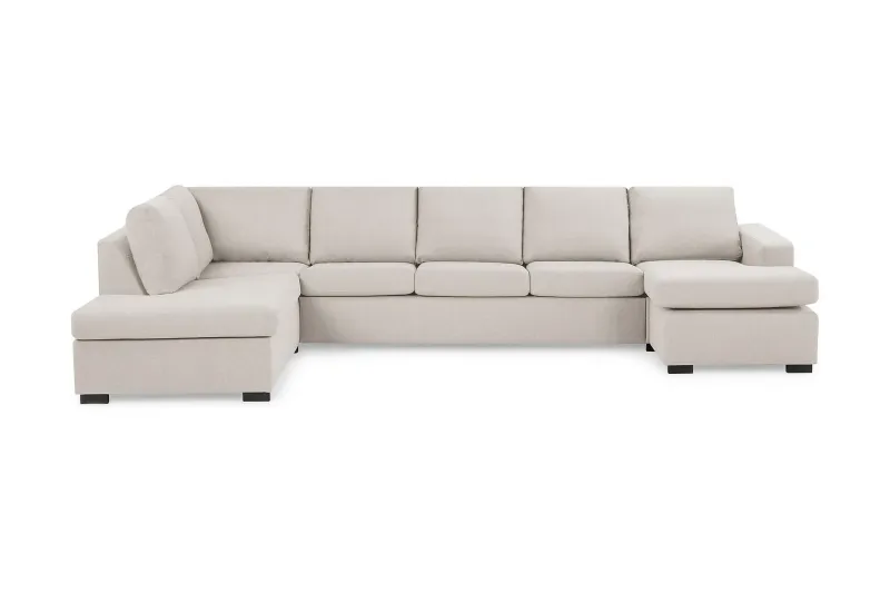 Crazy 5-sits Vänstervänd U-formad X-Large Soffa med Divan och Schäslong i Tyg - Beige (Art.nr 1791335) — Basic Home