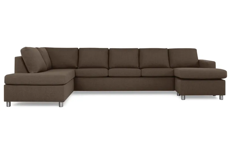 Crazy 5-sits Vänstervänd U-formad X-Large Soffa med Divan och Schäslong i Tyg - Brun (Art.nr 139283) — Brun