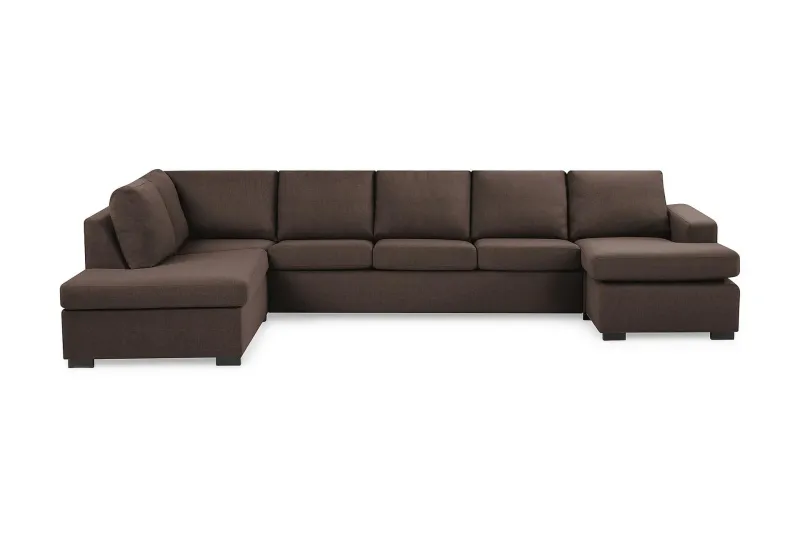 Crazy 5-sits Vänstervänd U-formad X-Large Soffa med Divan och Schäslong i Tyg - Brun (Art.nr 1791319) — Brun