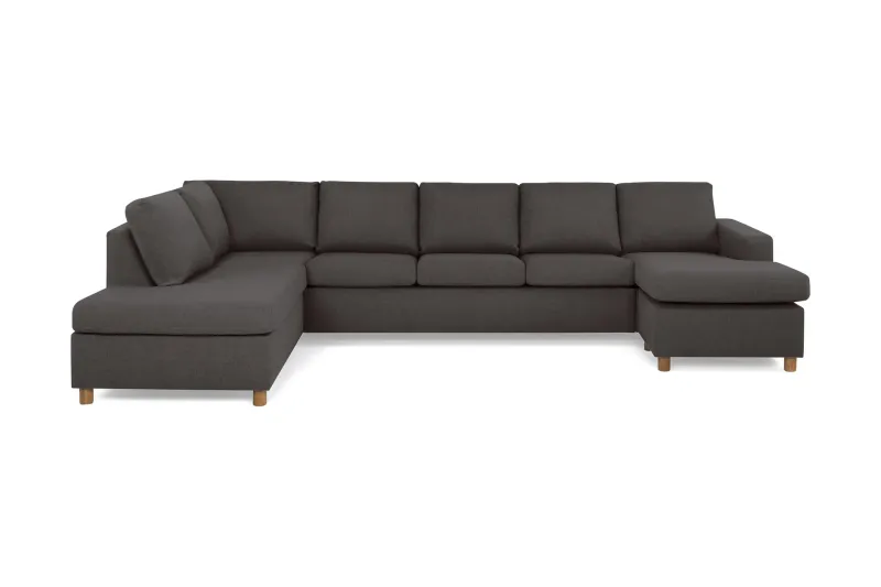 Crazy 5-sits Vänstervänd U-formad X-Large Soffa med Divan och Schäslong i Tyg - Mörkgrå (Art.nr 139281) — Basic Home