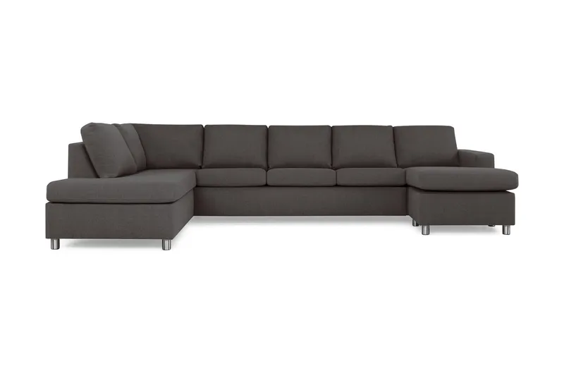 Crazy 5-sits Vänstervänd U-formad X-Large Soffa med Divan och Schäslong i Tyg - Mörkgrå (Art.nr 139503) — Basic Home