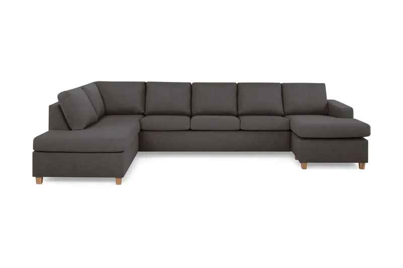 Crazy 5-sits Vänstervänd U-formad X-Large Soffa med Divan och Schäslong i Tyg - Mörkgrå (Art.nr 155794) — Basic Home