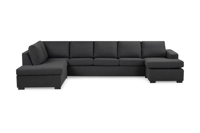 Crazy 5-sits Vänstervänd U-formad X-Large Soffa med Divan och Schäslong i Tyg - Mörkgrå (Art.nr 1791327) — Basic Home