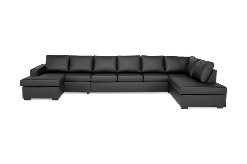 Crazy 6-sits Högervänd U-formad XX-Large Soffa med Divan och Schäslong i Konstläder - Svart — Basic Home