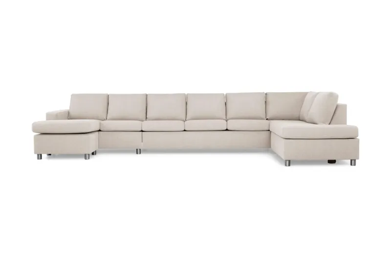 Crazy 6-sits Högervänd U-formad XX-Large Soffa med Divan och Schäslong i Tyg - Beige (Art.nr 139316) — Basic Home