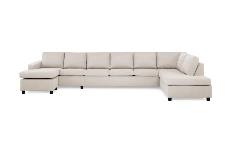 Crazy 6-sits Högervänd U-formad XX-Large Soffa med Divan och Schäslong i Tyg - Beige (Art.nr 155534) — Basic Home