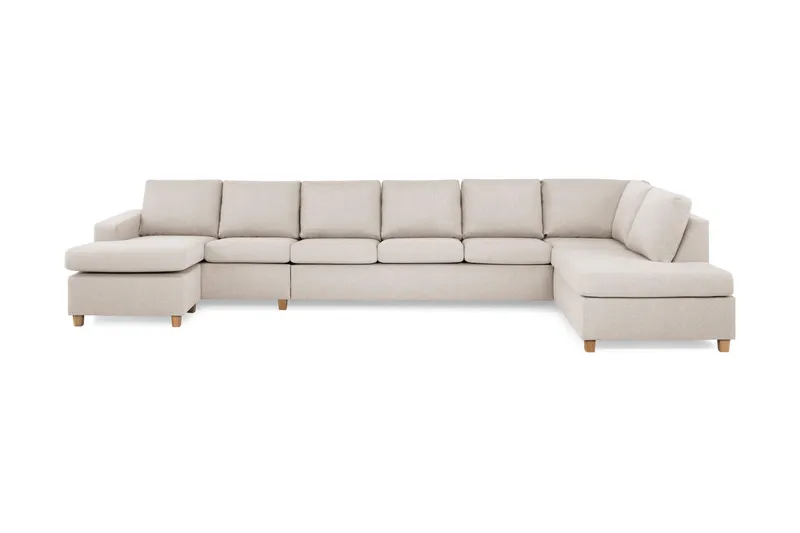 Crazy 6-sits Högervänd U-formad XX-Large Soffa med Divan och Schäslong i Tyg - Beige (Art.nr 155535) — Basic Home