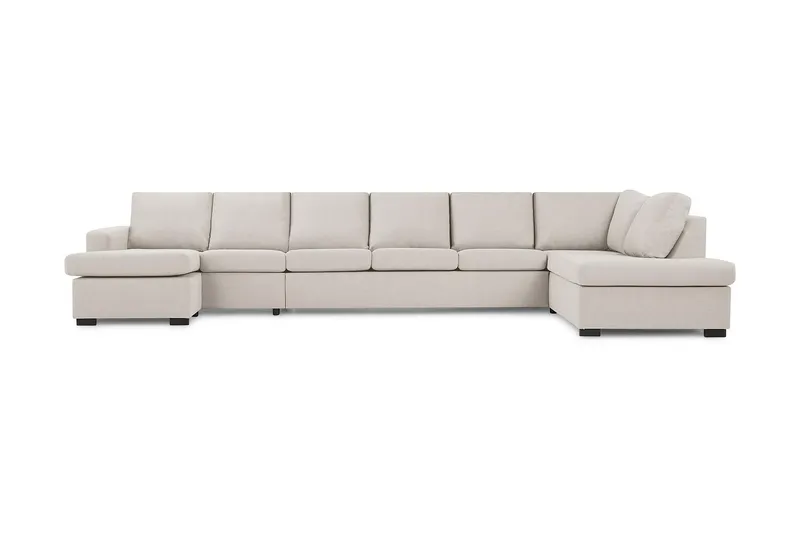 Crazy 6-sits Högervänd U-formad XX-Large Soffa med Divan och Schäslong i Tyg - Beige (Art.nr 1792193) — Basic Home