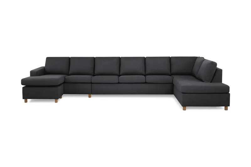 Crazy 6-sits Högervänd U-formad XX-Large Soffa med Divan och Schäslong i Tyg - Mörkgrå (Art.nr 139317) — Mörkgrå