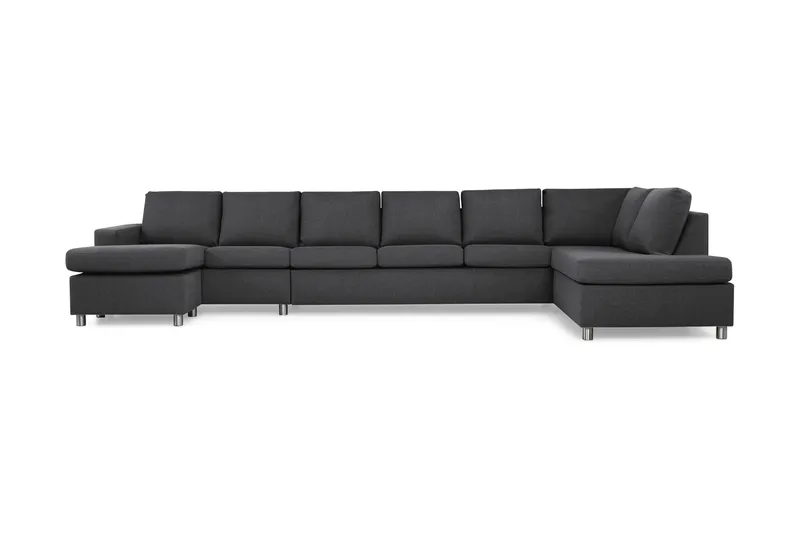 Crazy 6-sits Högervänd U-formad XX-Large Soffa med Divan och Schäslong i Tyg - Mörkgrå (Art.nr 139539) — Mörkgrå