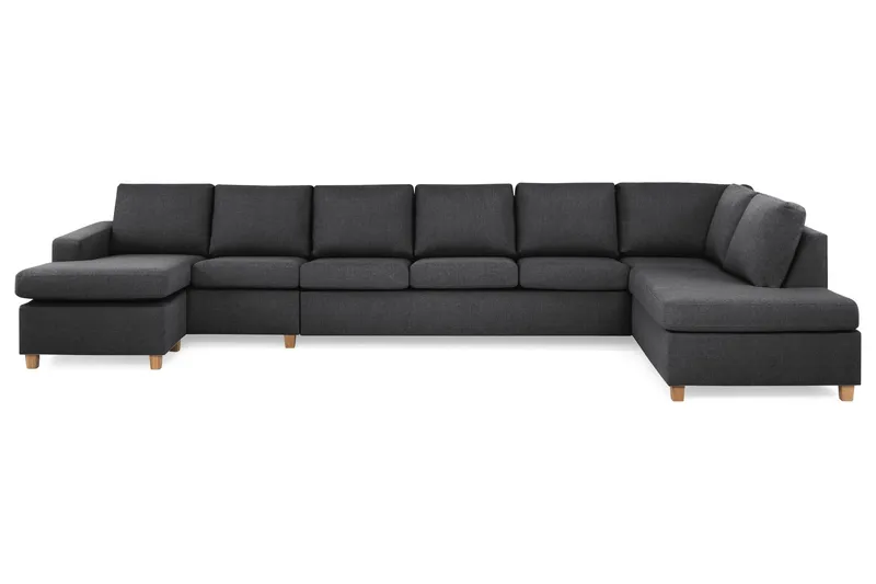 Crazy 6-sits Högervänd U-formad XX-Large Soffa med Divan och Schäslong i Tyg - Mörkgrå (Art.nr 155776) — Mörkgrå