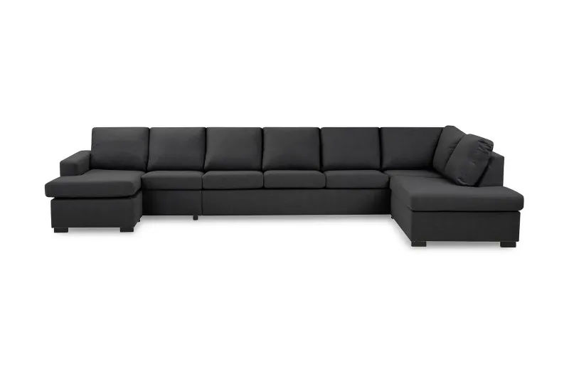 Crazy 6-sits Högervänd U-formad XX-Large Soffa med Divan och Schäslong i Tyg - Mörkgrå (Art.nr 1792179) — Mörkgrå