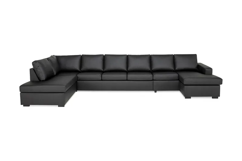Crazy 6-sits Vänstervänd U-formad XX-Large Soffa med Divan och Schäslong i Konstläder - Svart — Svart