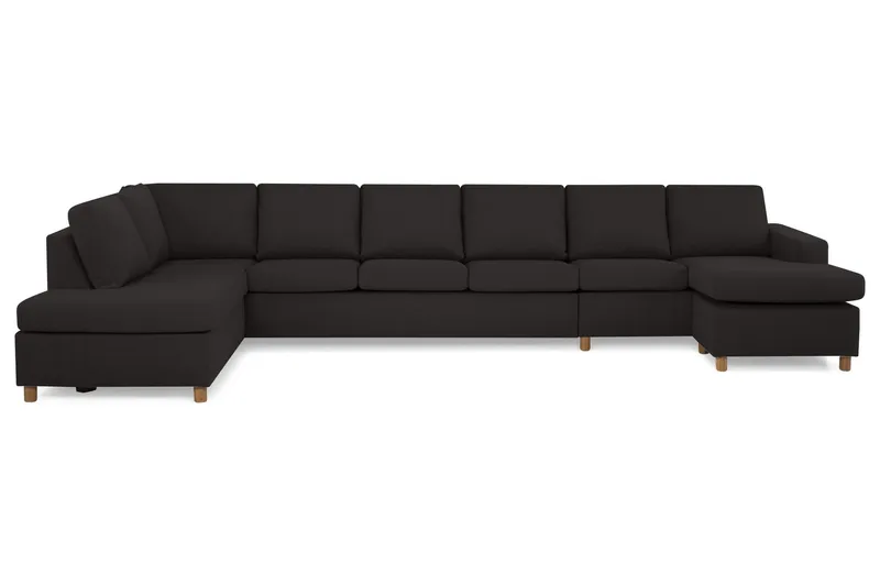Crazy 6-sits Vänstervänd U-formad XX-Large Soffa med Divan och Schäslong i Tyg - Antracit (Art.nr 139309) — Basic Home