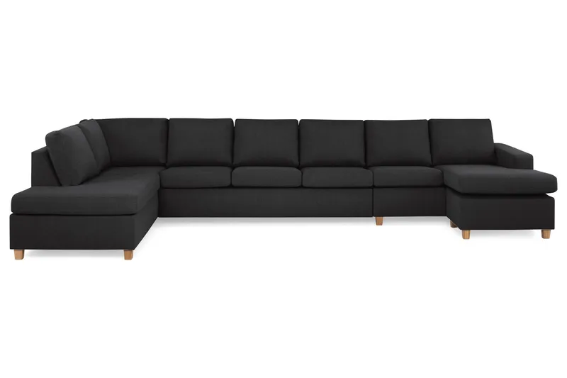 Crazy 6-sits Vänstervänd U-formad XX-Large Soffa med Divan och Schäslong i Tyg - Antracit (Art.nr 155480) — Basic Home