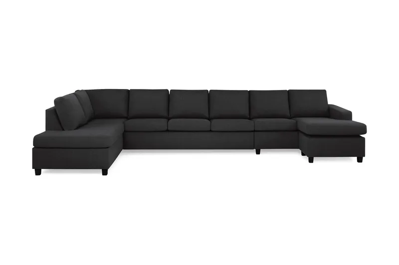 Crazy 6-sits Vänstervänd U-formad XX-Large Soffa med Divan och Schäslong i Tyg - Antracit (Art.nr 155481) — Basic Home