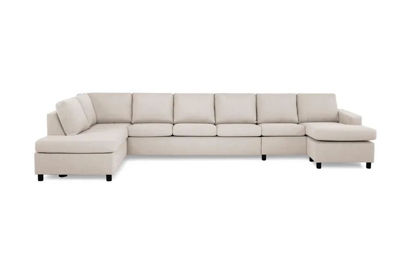Crazy 6-sits Vänstervänd U-formad XX-Large Soffa med Divan och Schäslong i Tyg - Beige (Art.nr 139532) — Basic Home