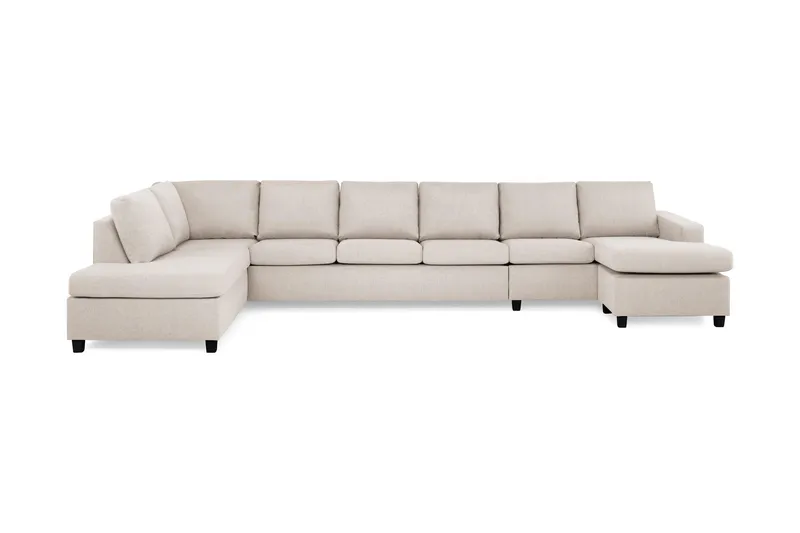 Crazy 6-sits Vänstervänd U-formad XX-Large Soffa med Divan och Schäslong i Tyg - Beige (Art.nr 155536) — Basic Home